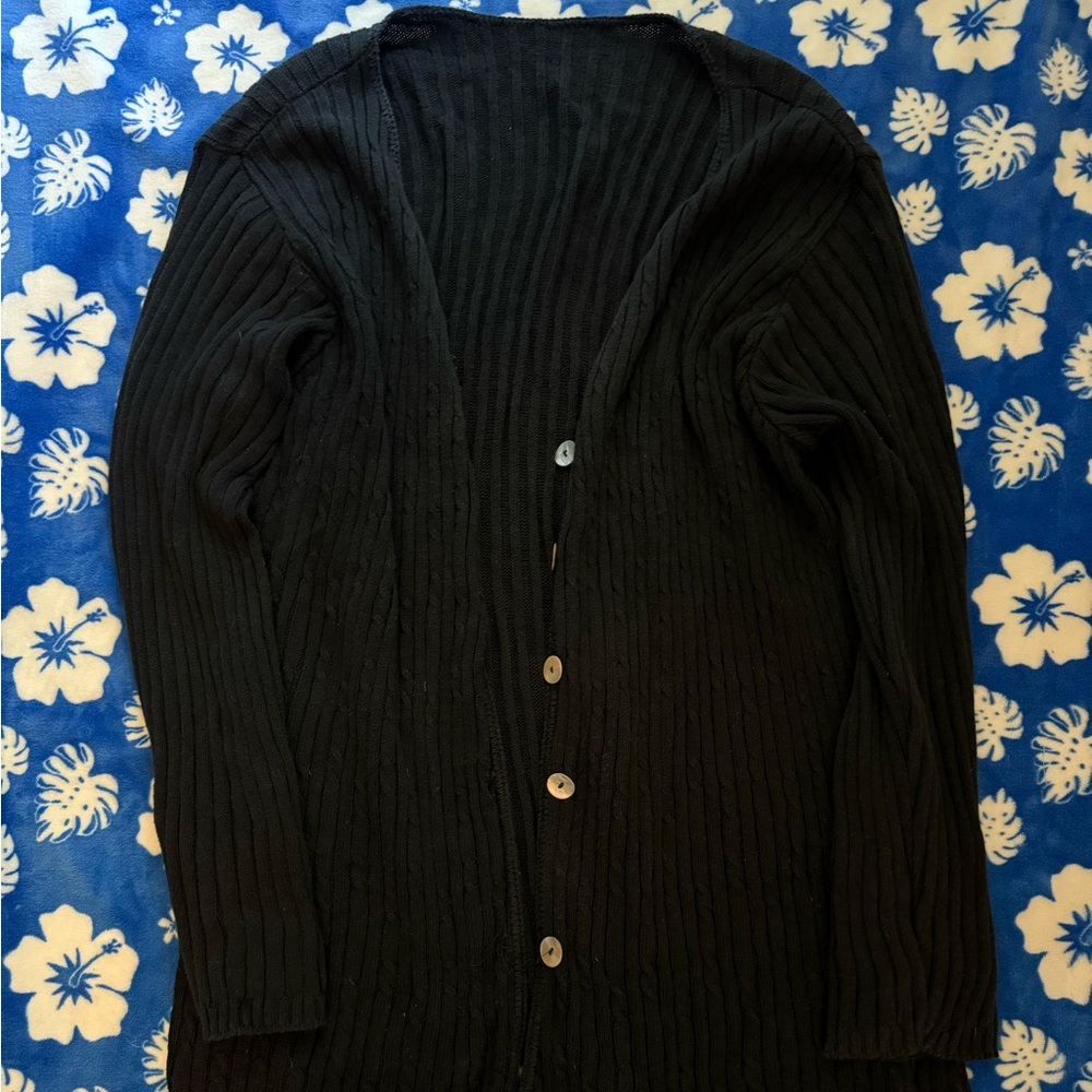 Elegant Black Button-Up Women's Cardigan